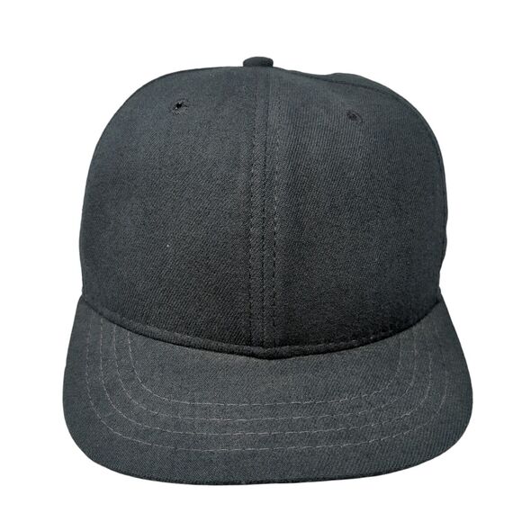 New Era Fitted Hat Black 6 7/8 Solid Blank 6 Panel Vent Holes Outdoor - Picture 1 of 8